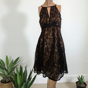 Black Lace Halter Mini Dress Goth  ~ Medium Dark Romance